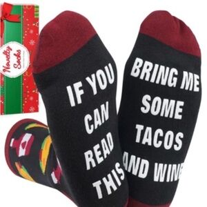 Women’s Tacos And Wine Black and Red Socks